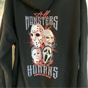 A$$HOLES LIVE FOREVER NWOT “All Monsters Are Humans” hoodie